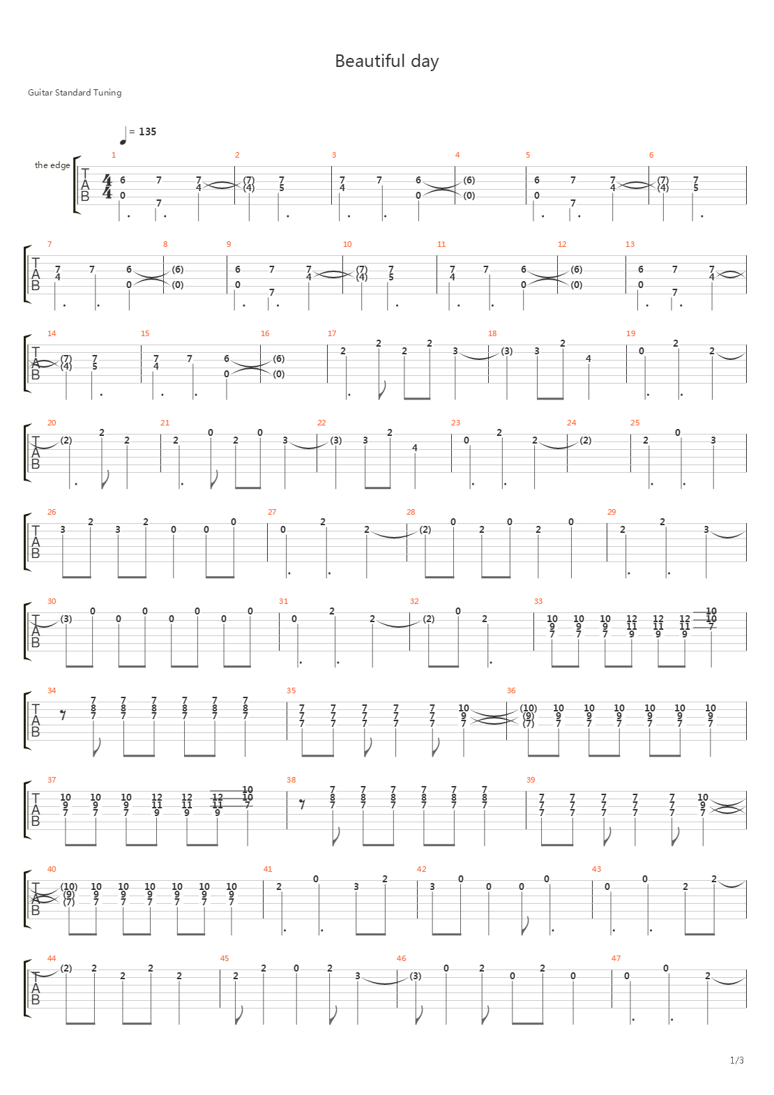 Beautiful Day吉他谱