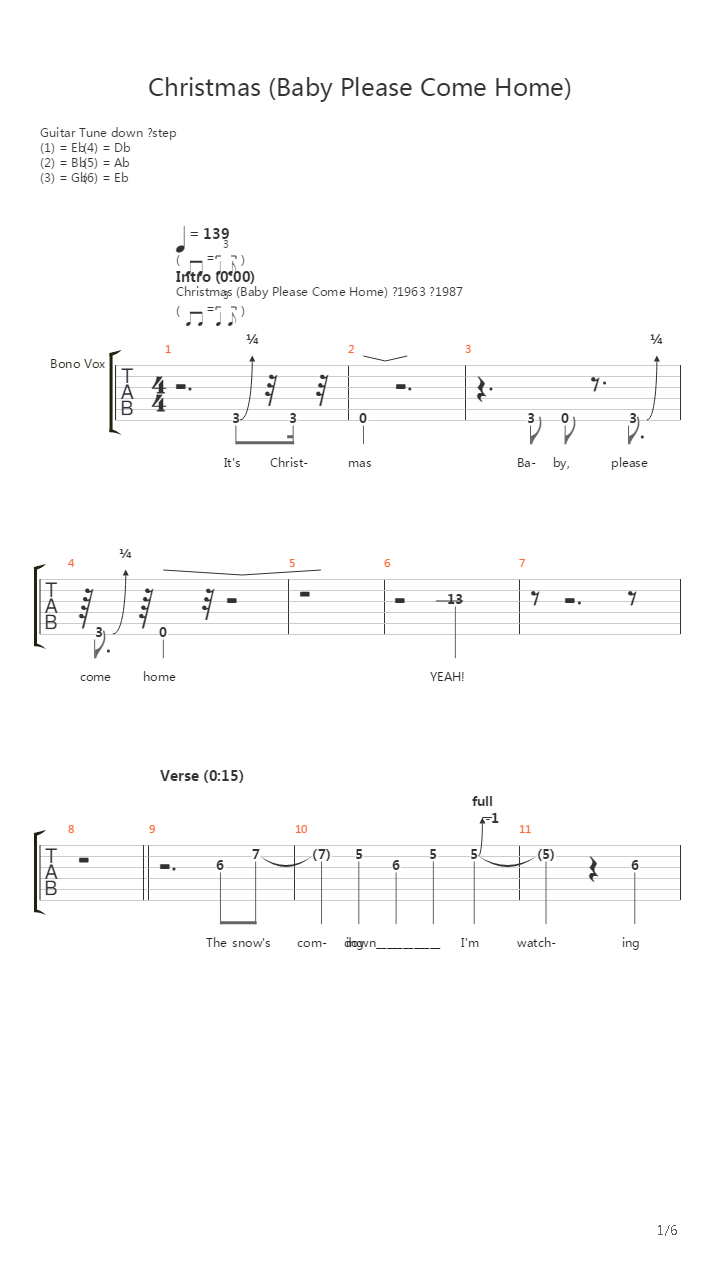 Christmas Baby Please Come Home吉他谱