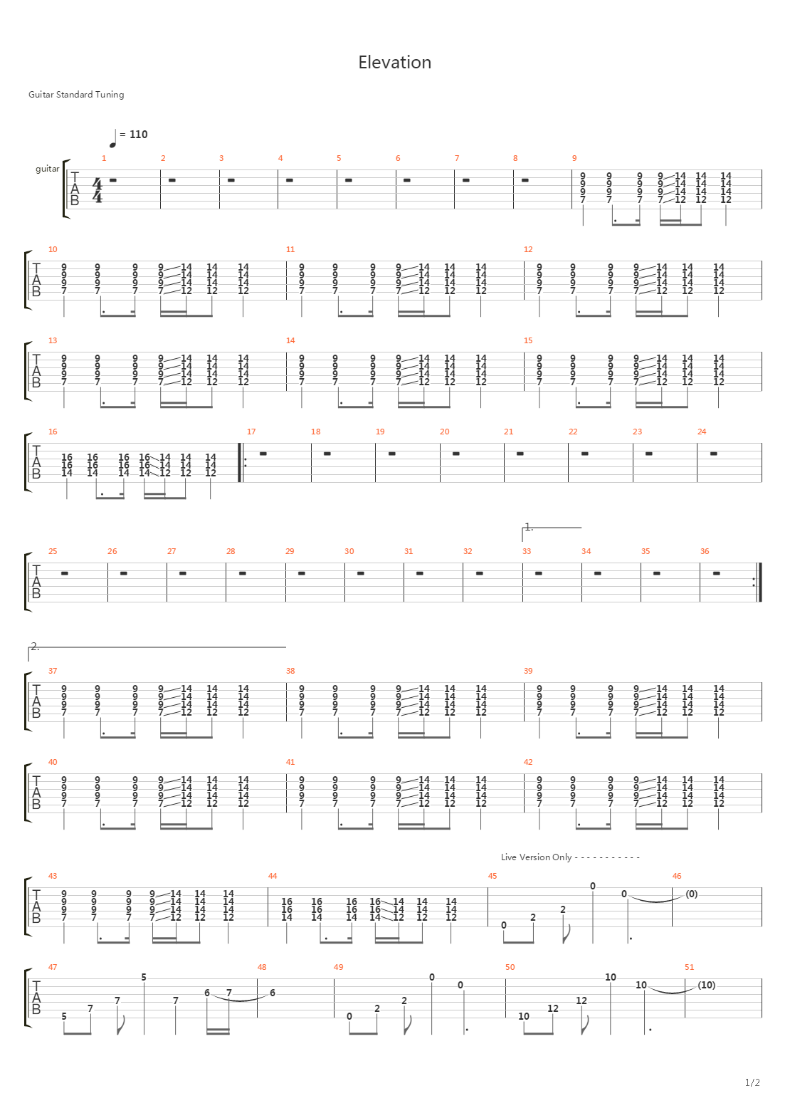 Elevation吉他谱