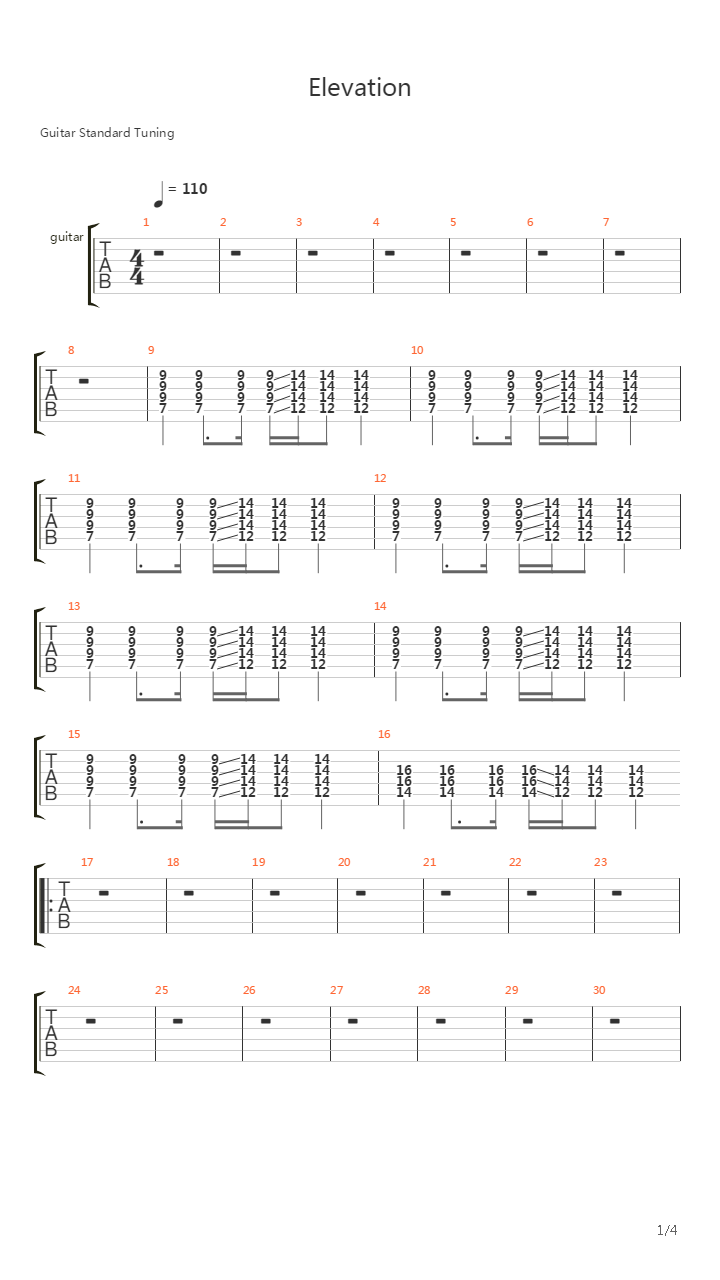 Elevation吉他谱