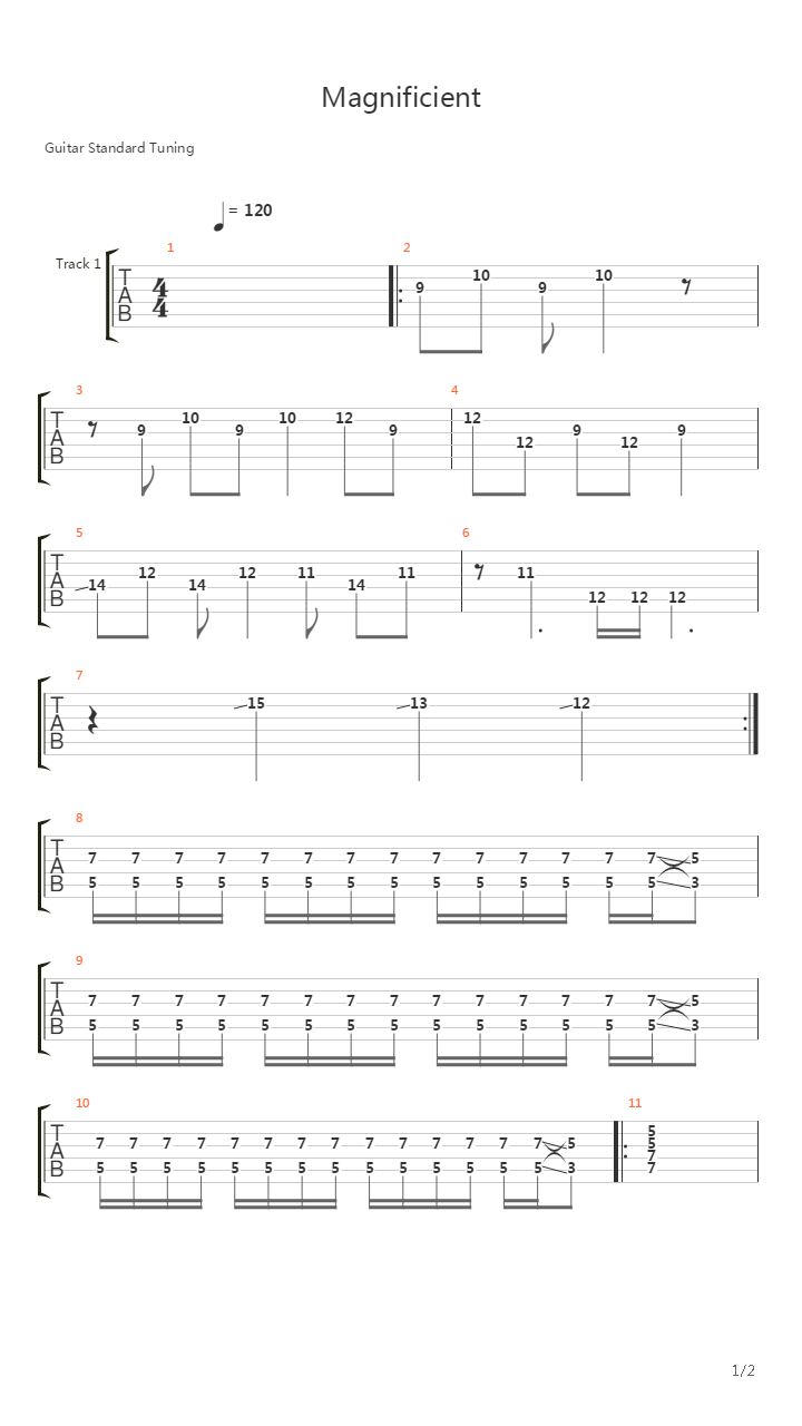 Magnificient吉他谱