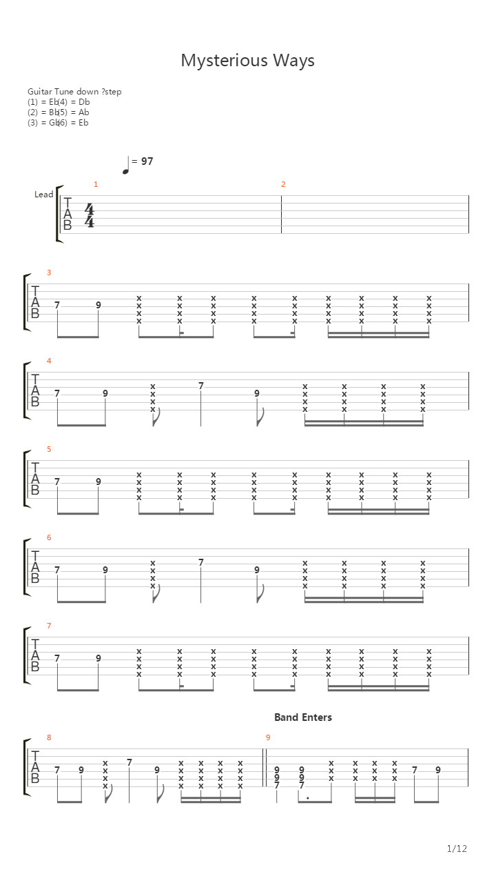 Mysterious Ways吉他谱