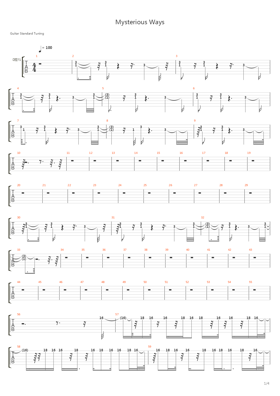 Mysterious Ways吉他谱