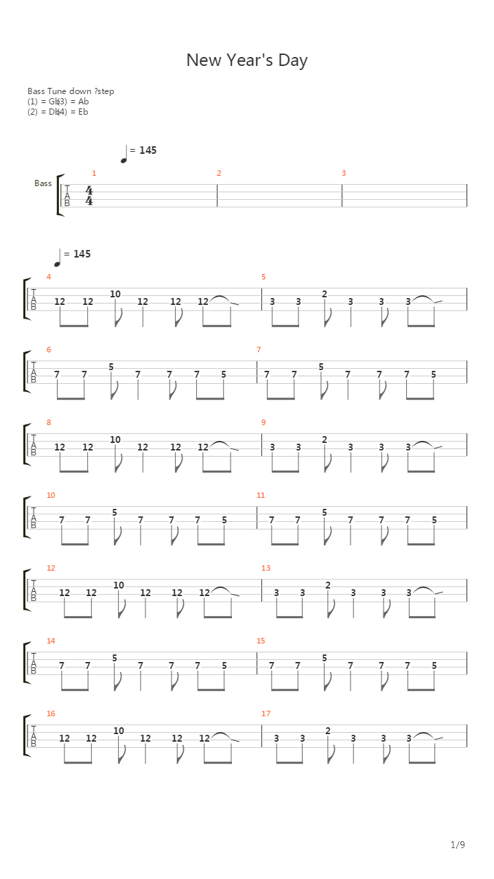 New Years Day吉他谱
