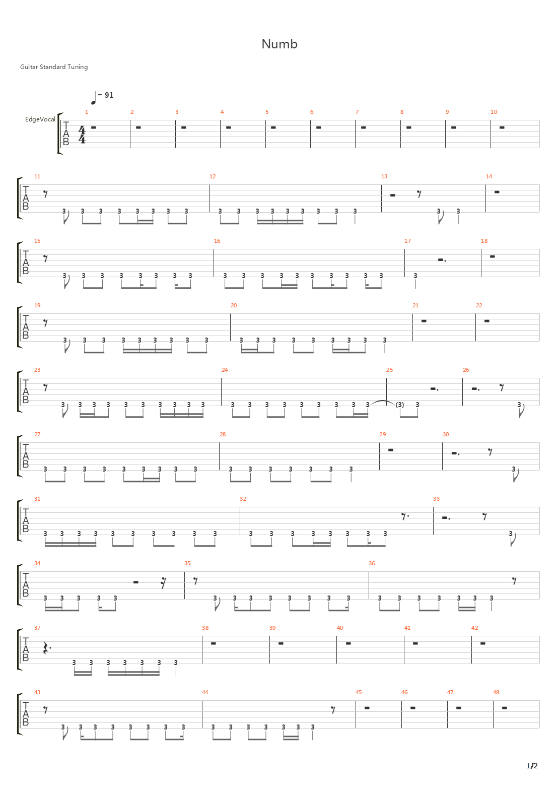 Numb吉他谱