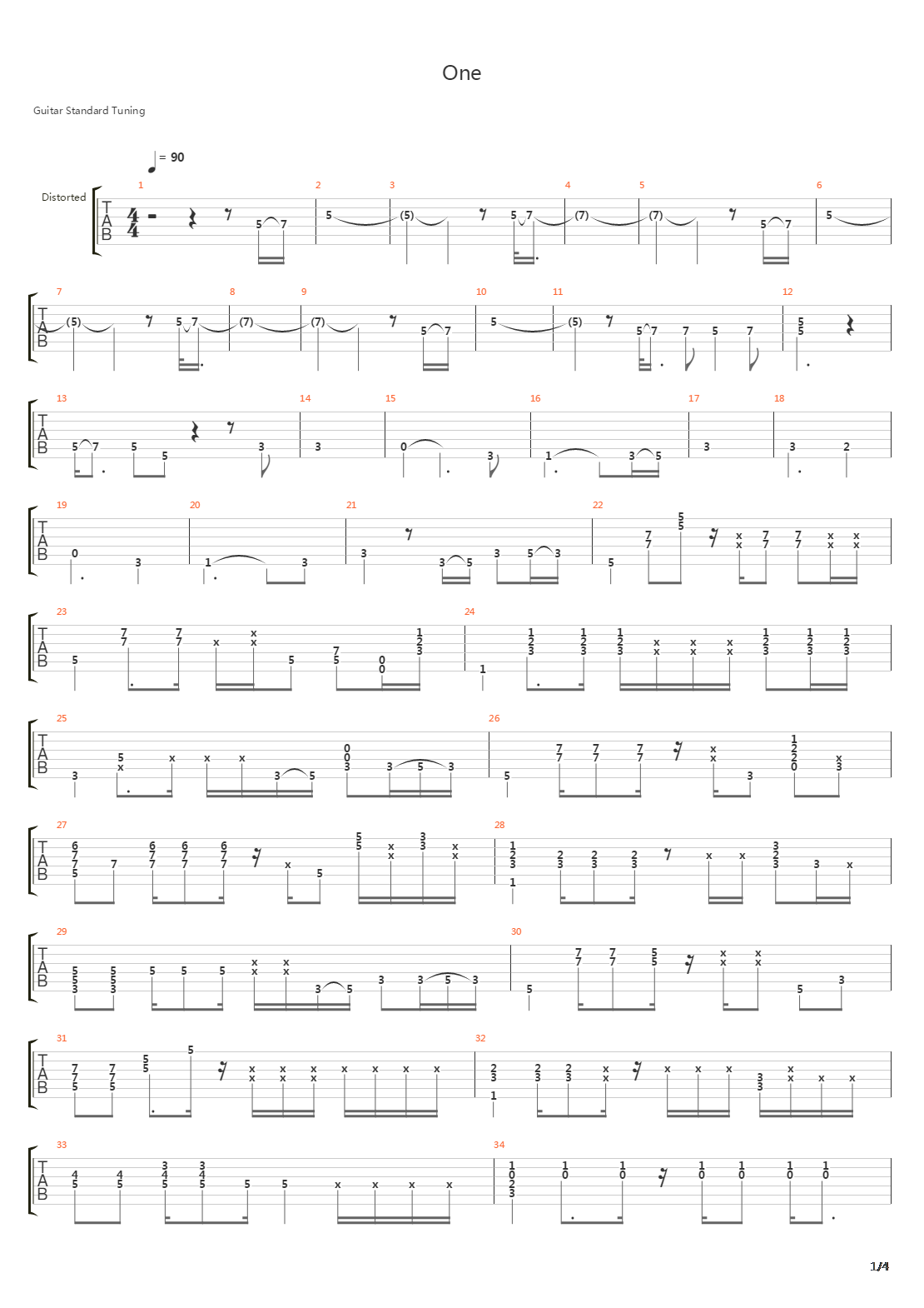 One吉他谱