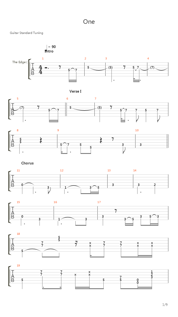 One吉他谱