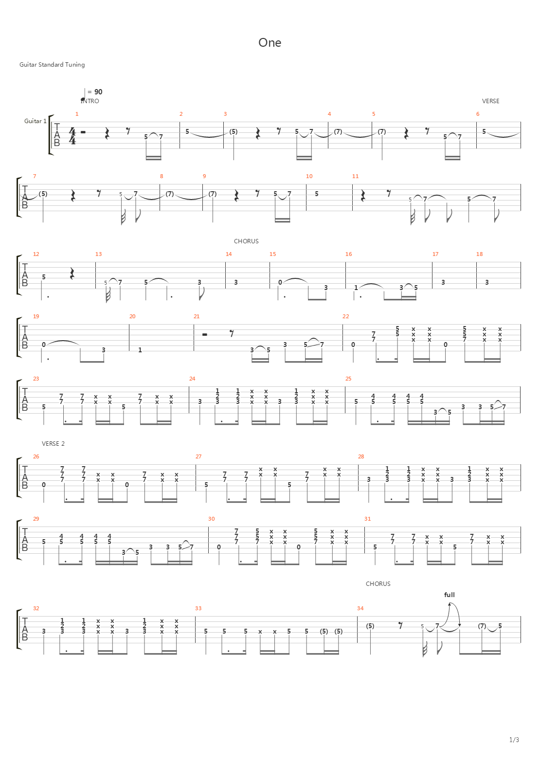 One吉他谱