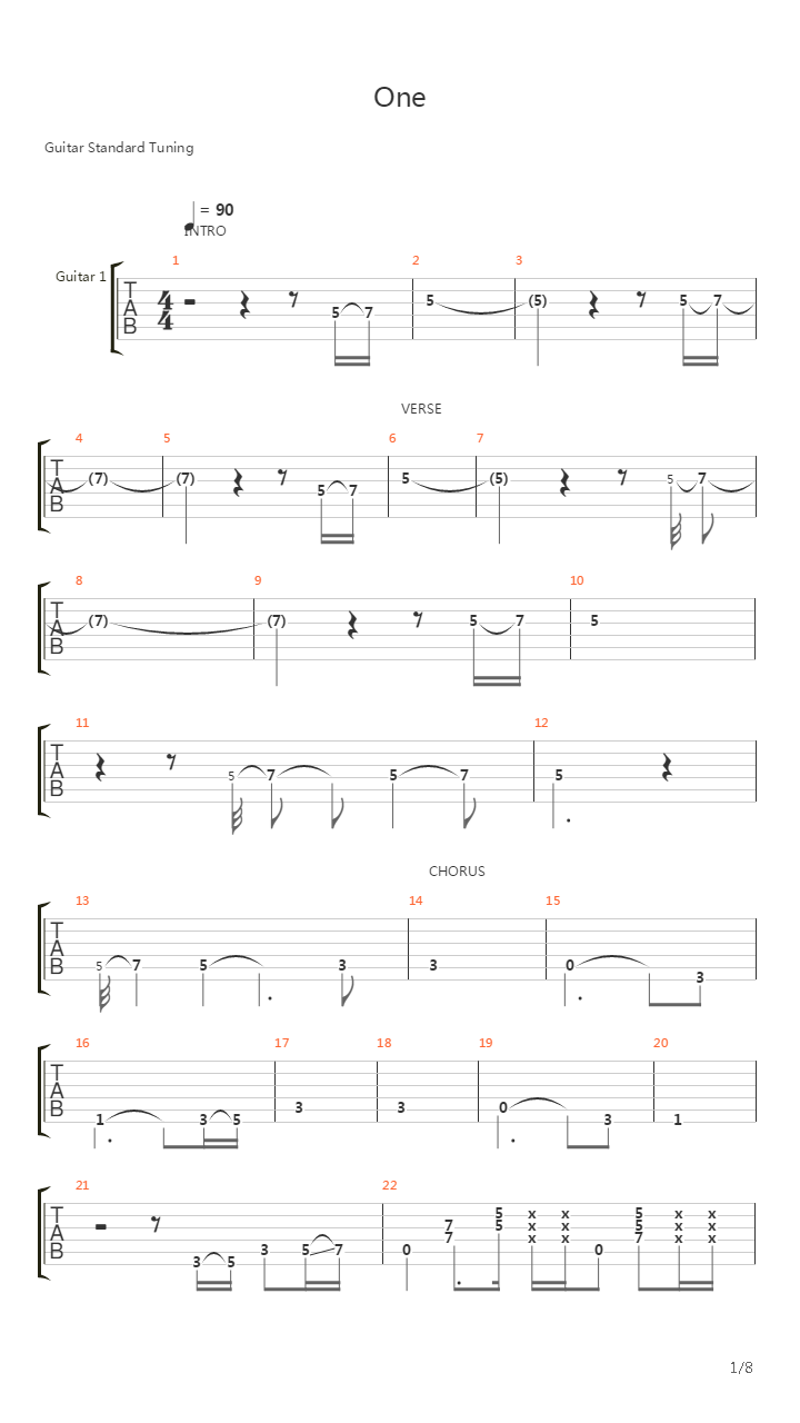 One吉他谱