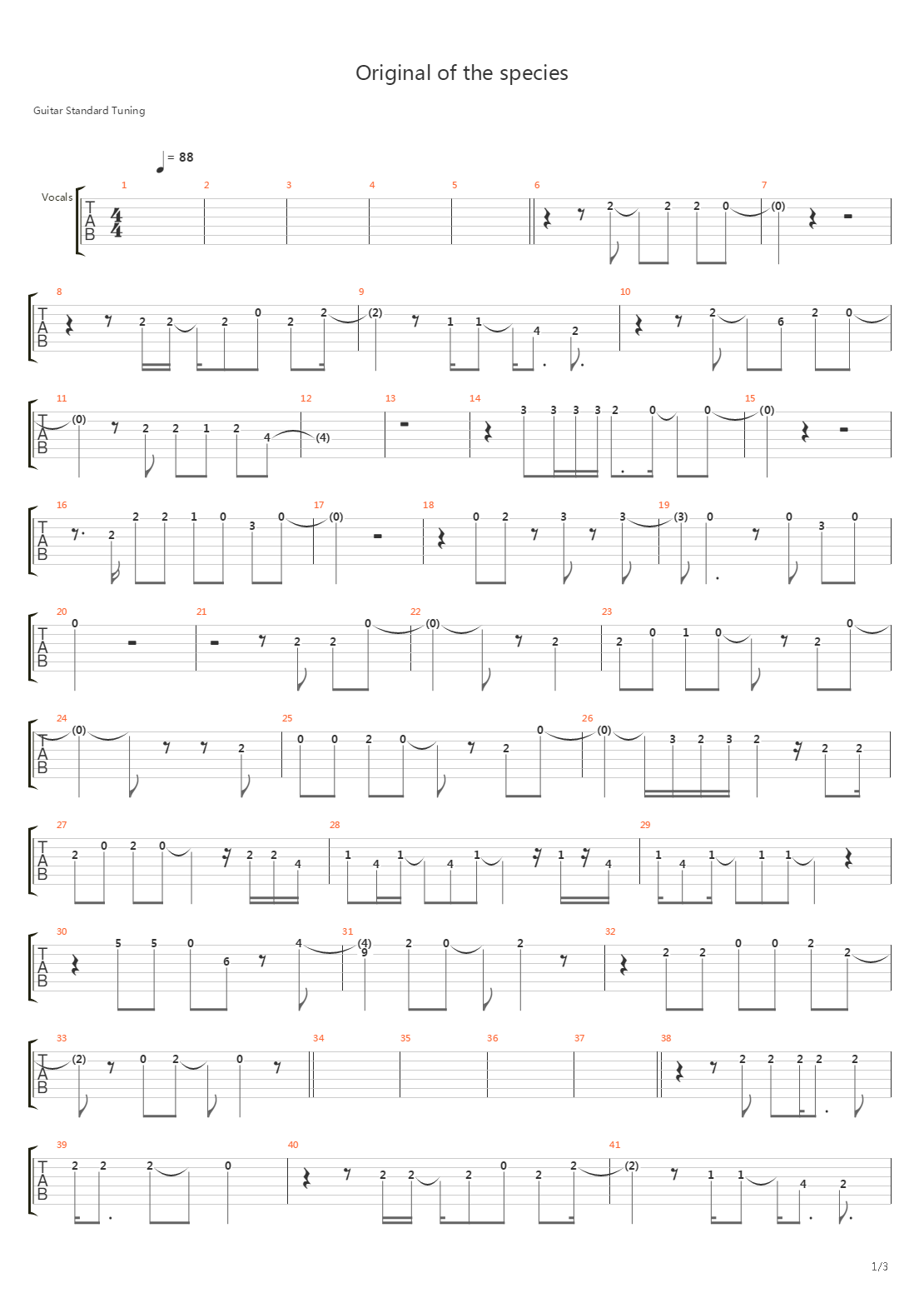 Original Of The Species吉他谱