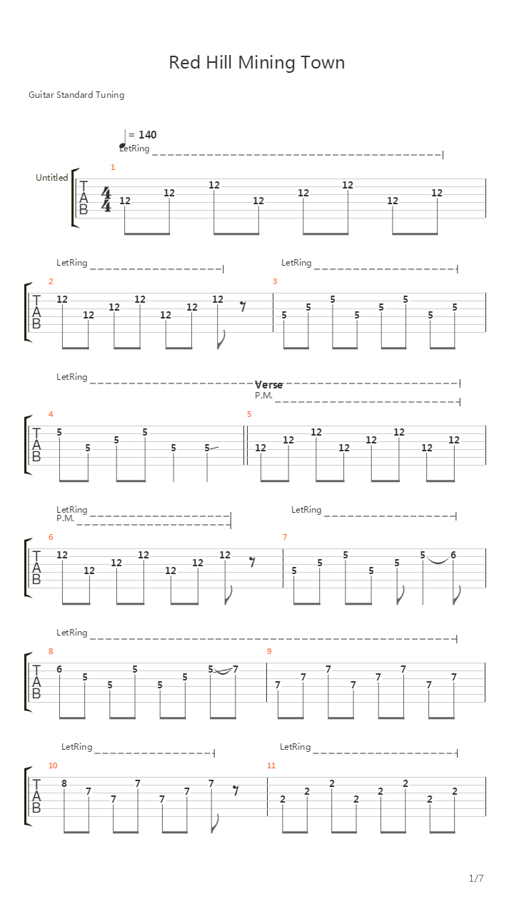 Red Hill Mining Town吉他谱