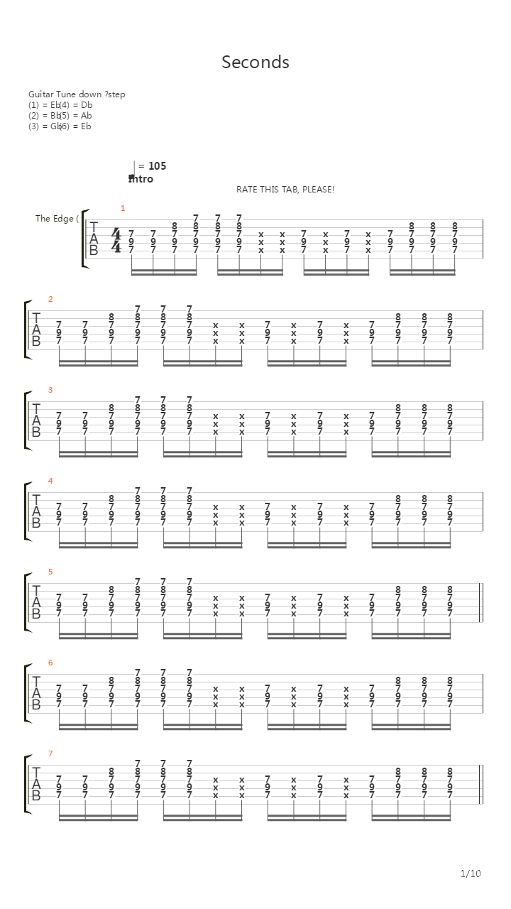 Seconds吉他谱