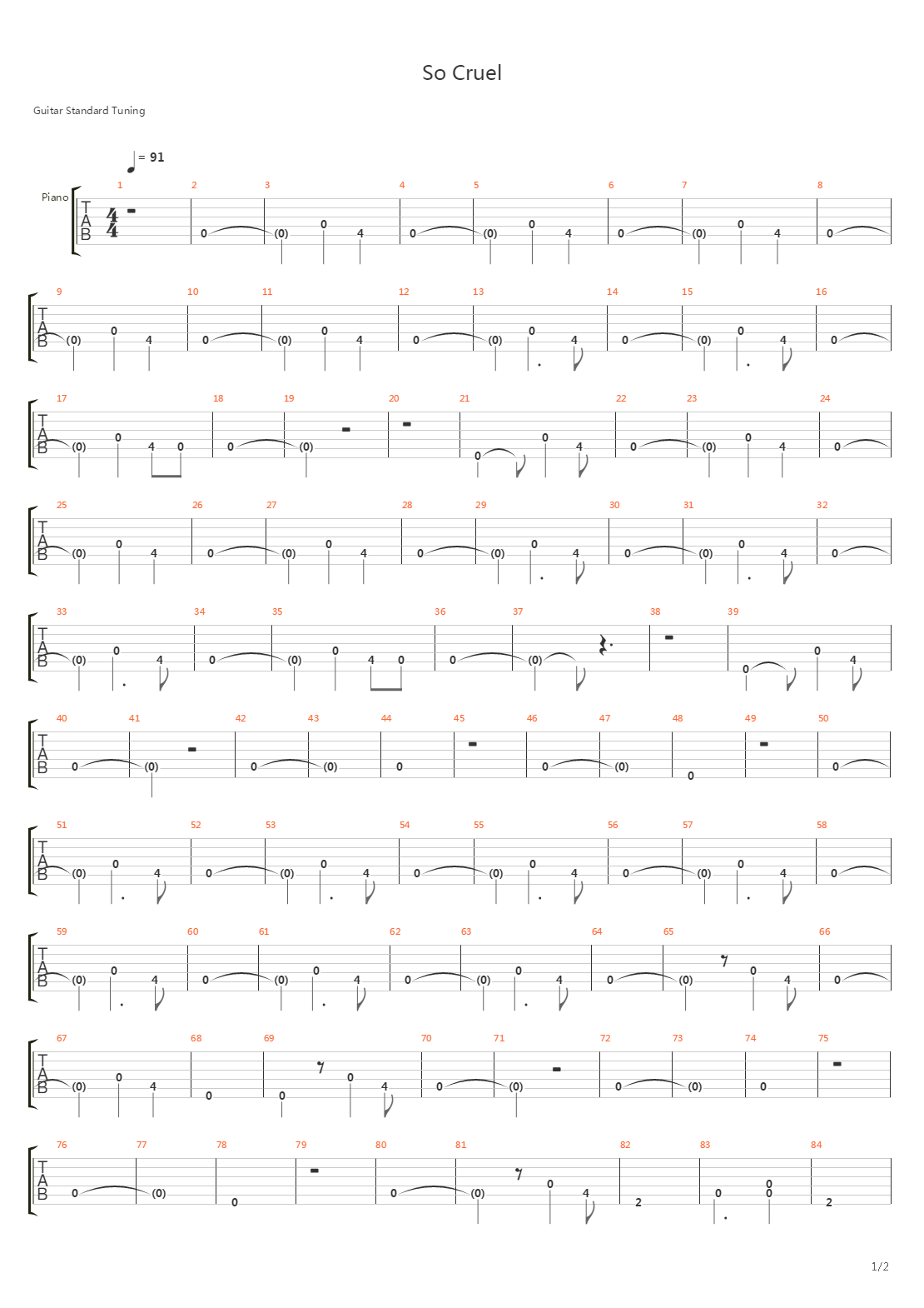 So Cruel吉他谱
