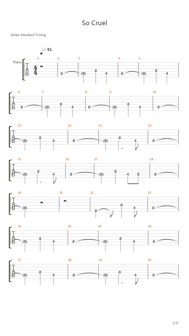 So Cruel吉他谱