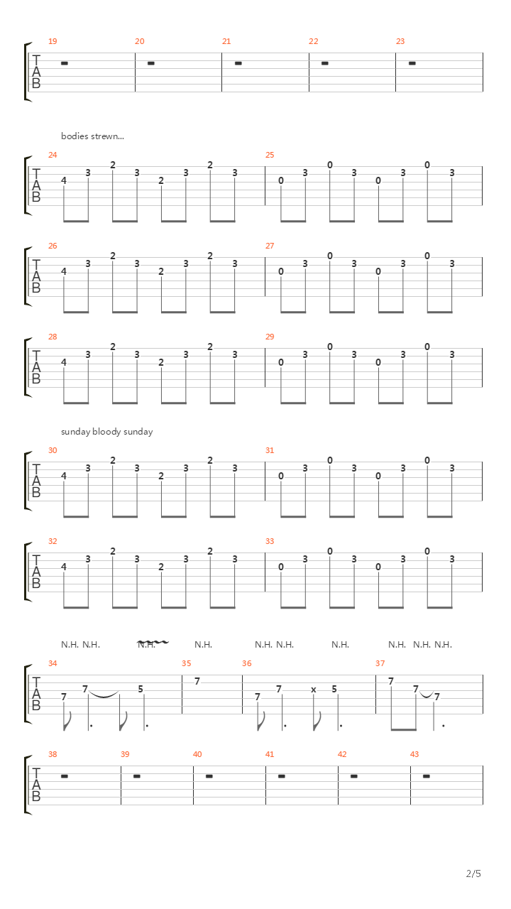 Sunday Bloody Sunday吉他谱