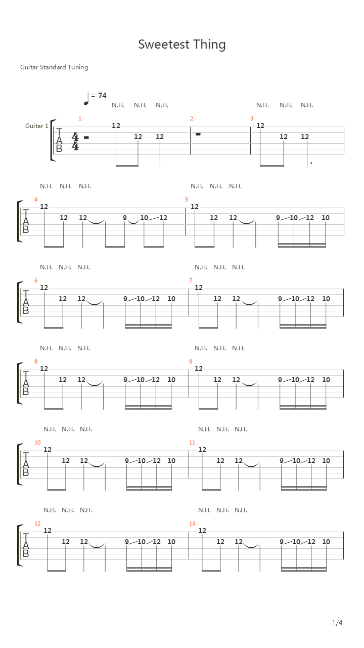 The Sweetest Thing吉他谱