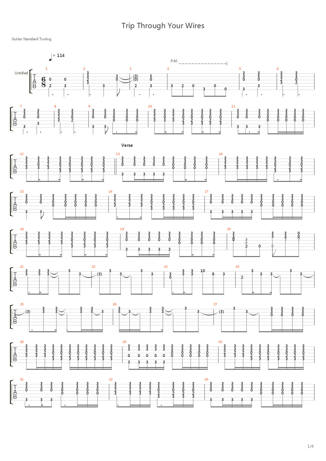 Trip Through Your Wires吉他谱