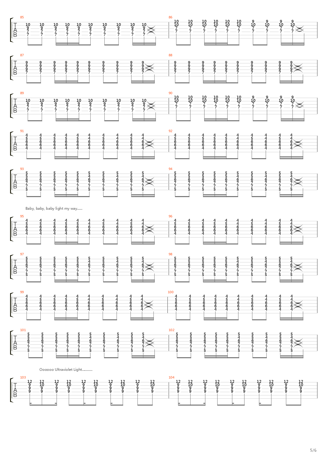 Ultraviolet Light My Way吉他谱