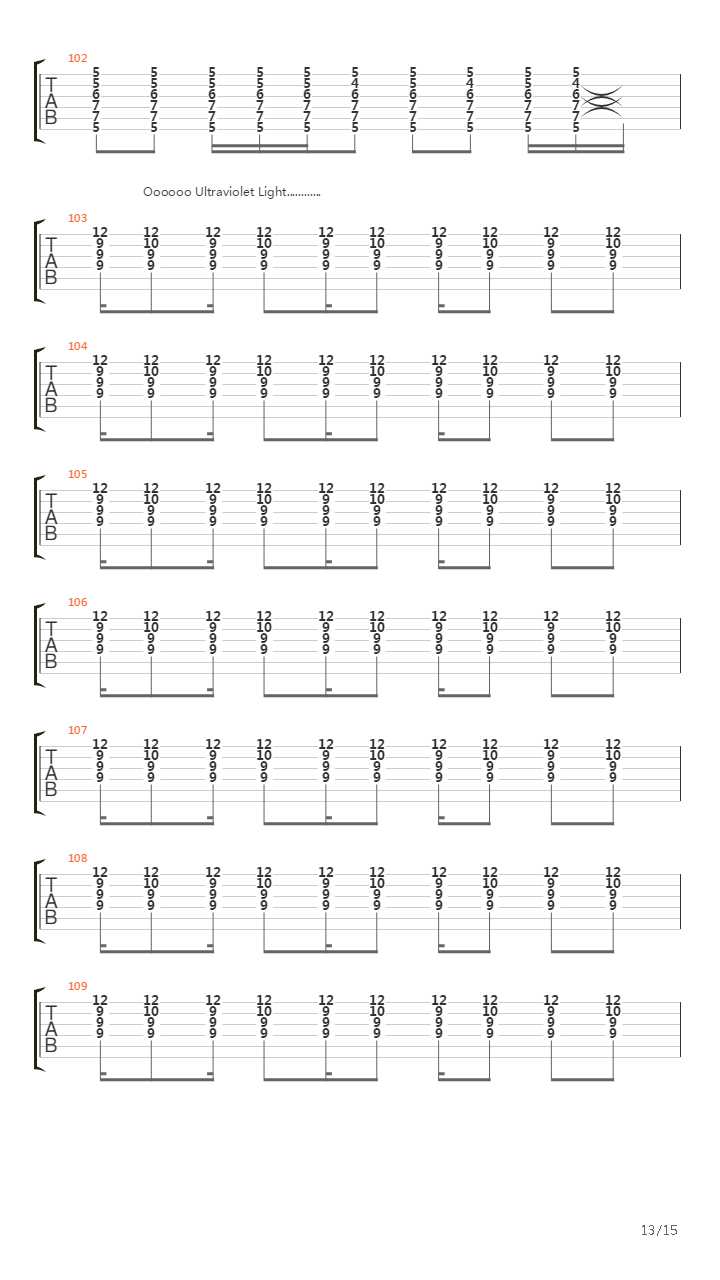 Ultraviolet Light My Way吉他谱