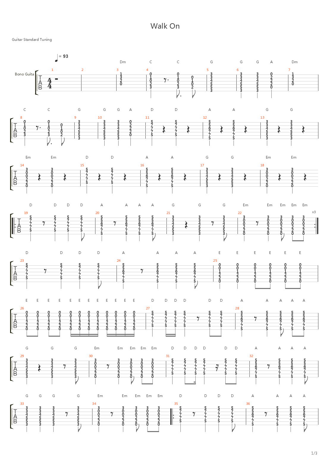 Walk On吉他谱