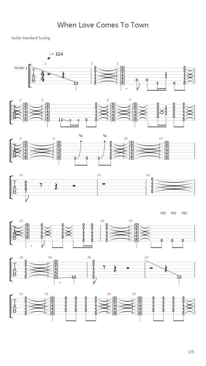 When Love Comes To Town吉他谱