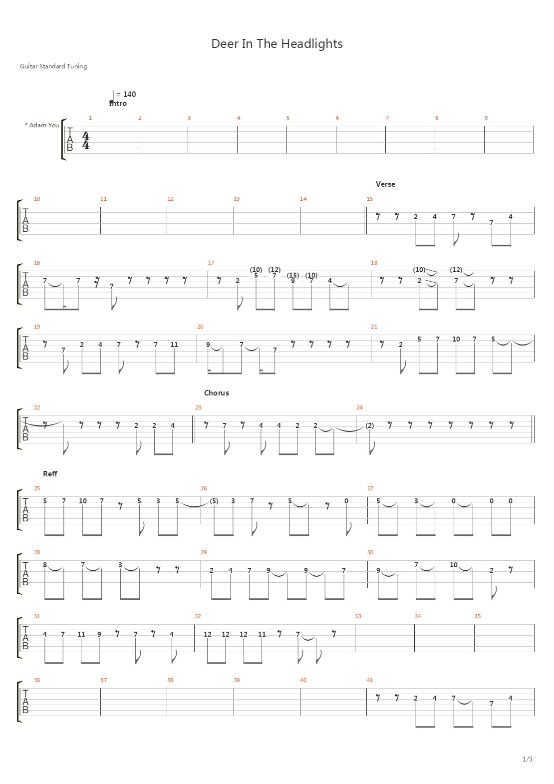 Deer In The Headlights吉他谱