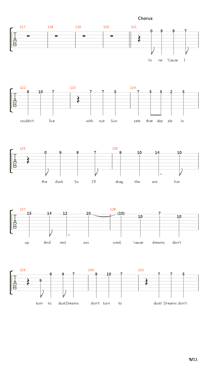 Dream Dont Turn To Dust吉他谱