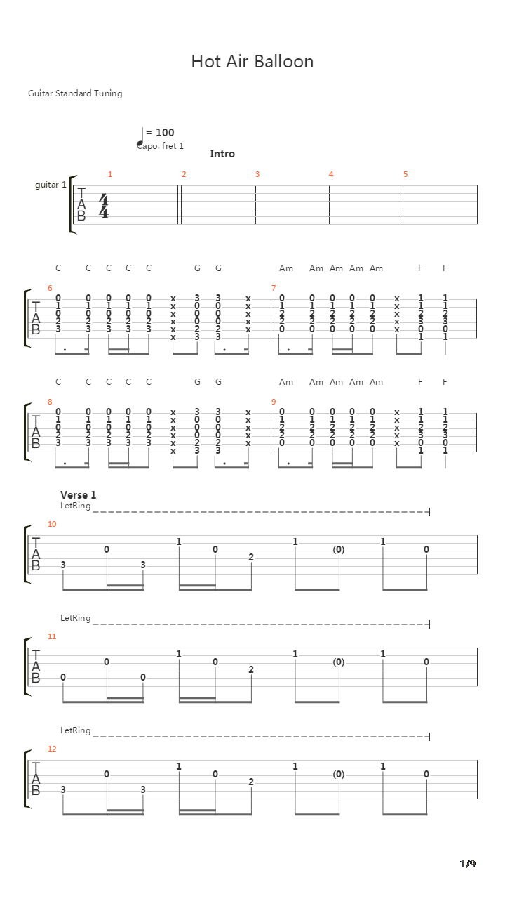 Hot Air Balloon吉他谱