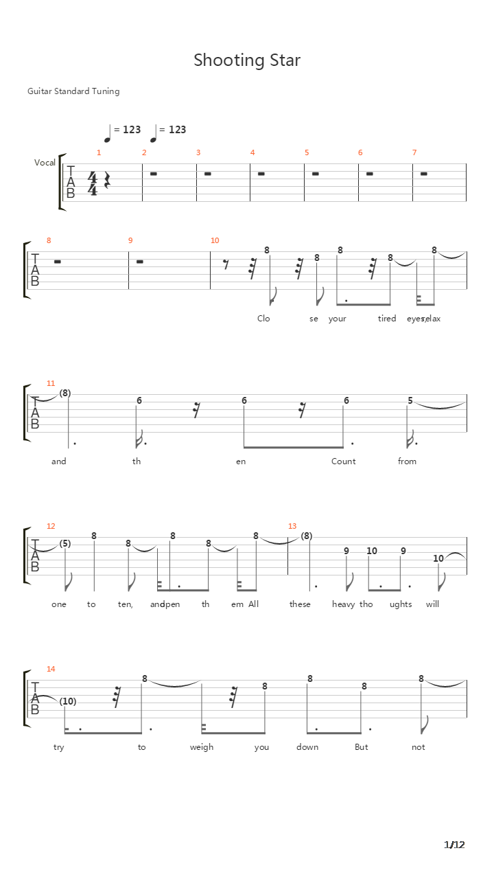 Shooting Star吉他谱