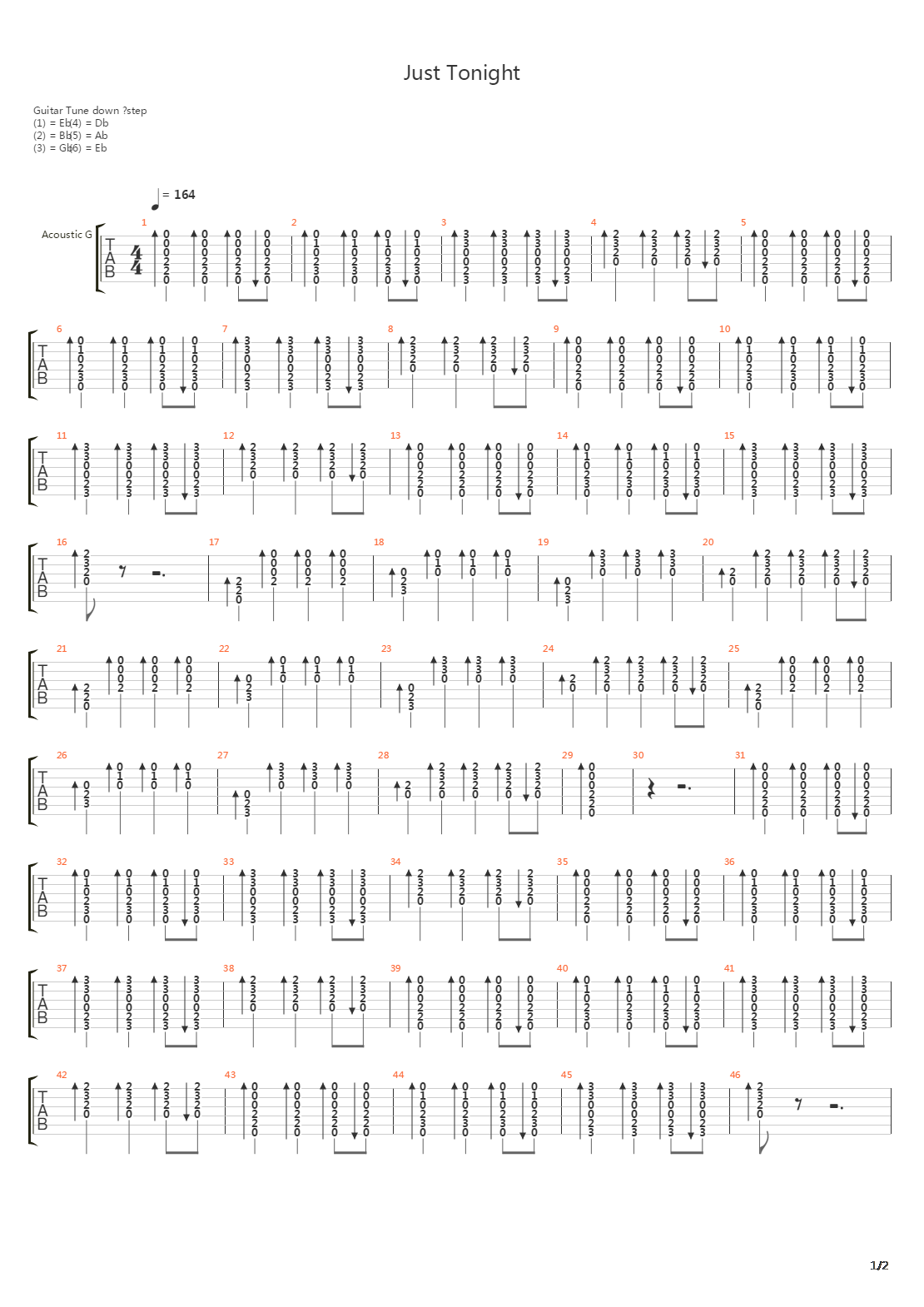 Just Tonight吉他谱