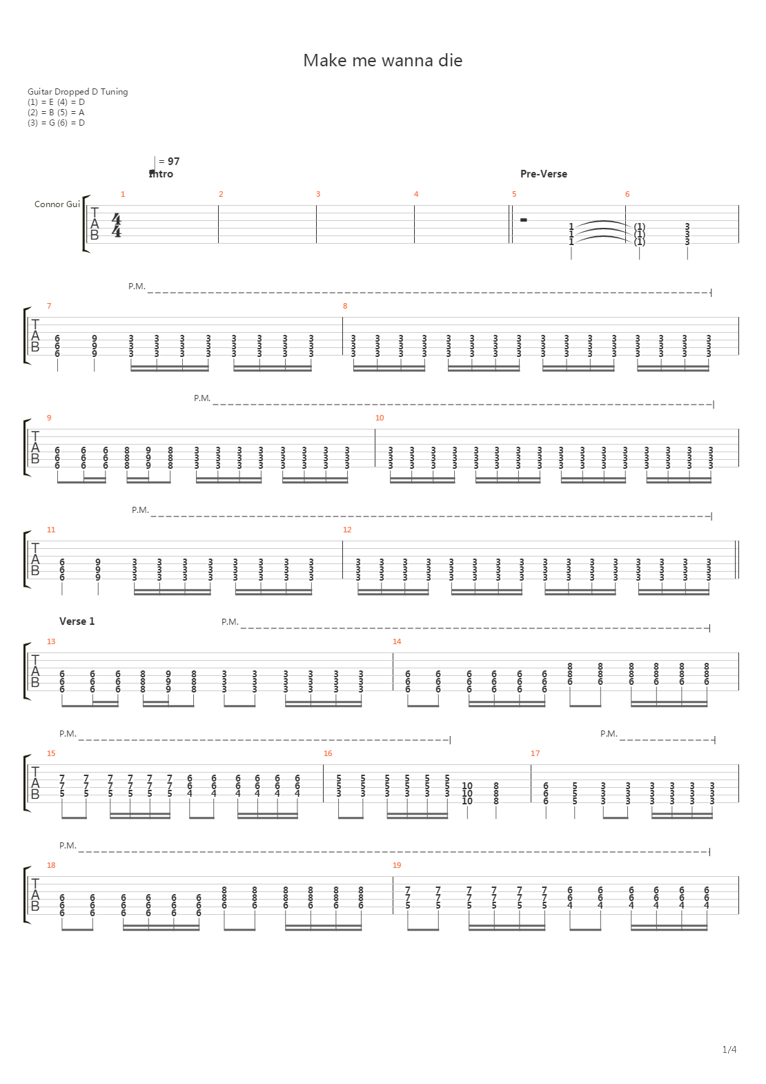 Make Me Wanna Die吉他谱