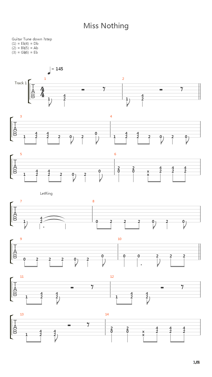 Miss Nothing吉他谱