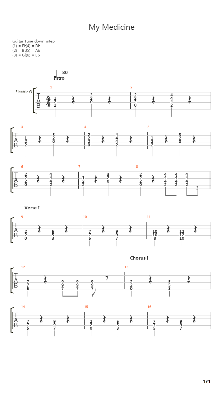 My Medicine吉他谱