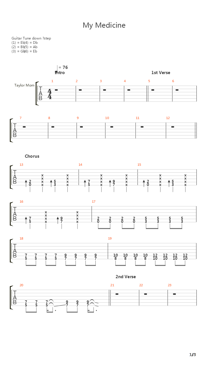 My Medicine吉他谱