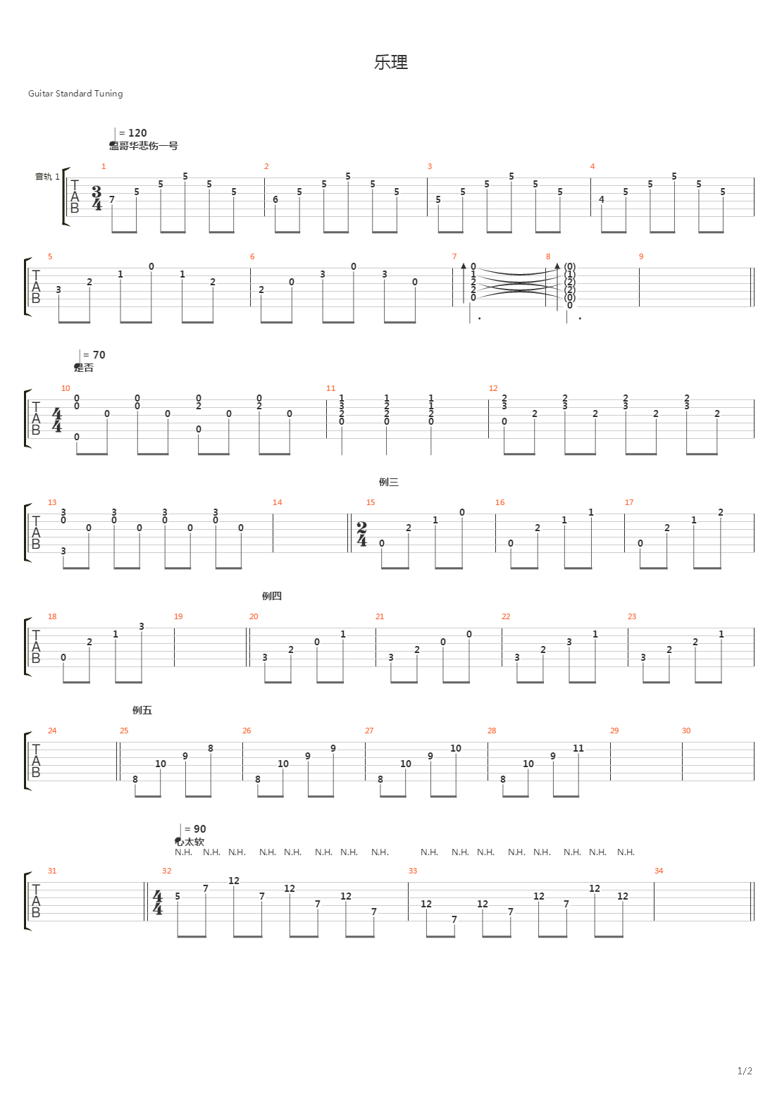 乐理吉他谱