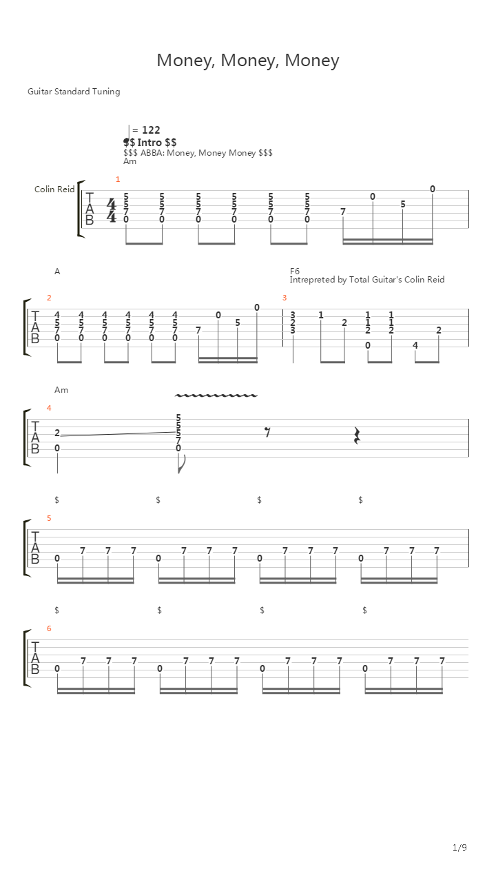 Money Money Money吉他谱