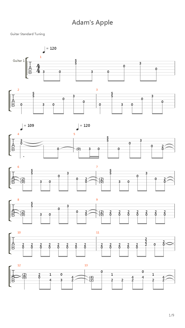Adams Apple吉他谱