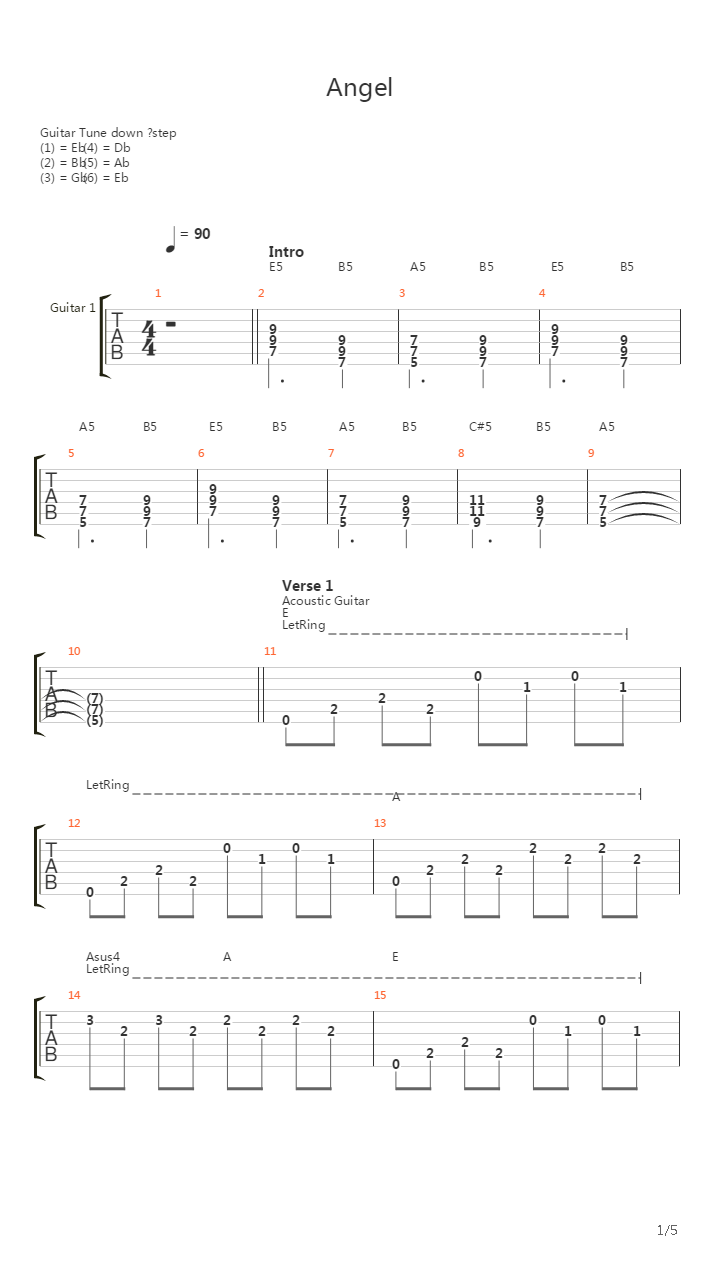 Angel吉他谱