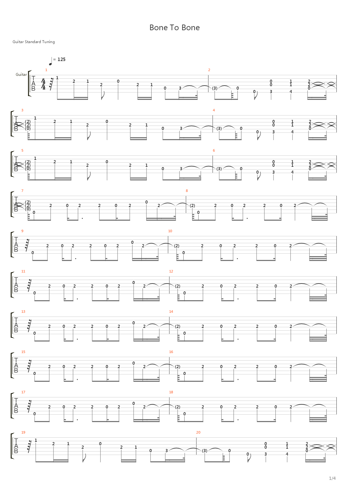 Bone To Bone吉他谱
