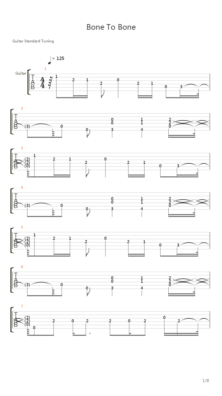Bone To Bone吉他谱