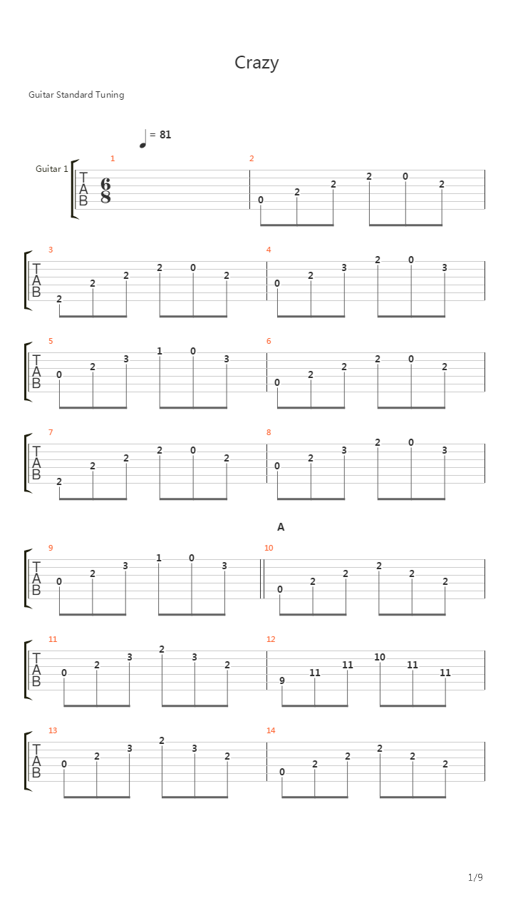 Crazy吉他谱