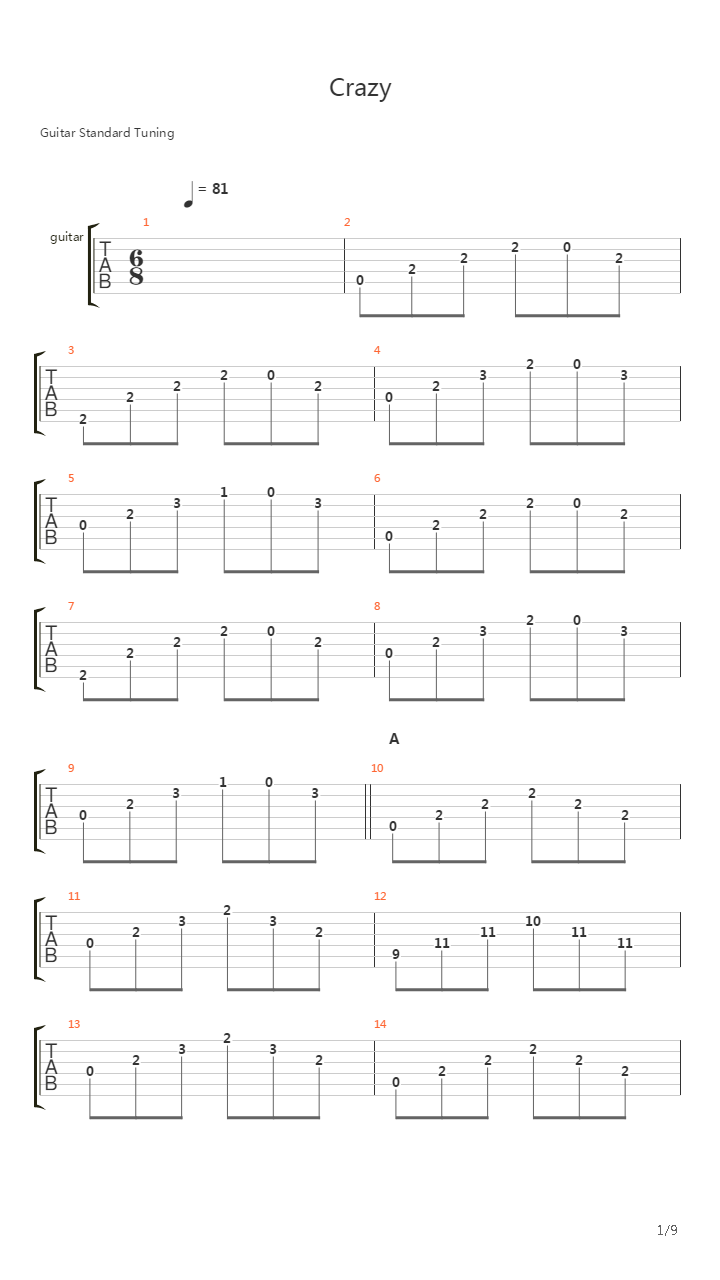 Crazy吉他谱