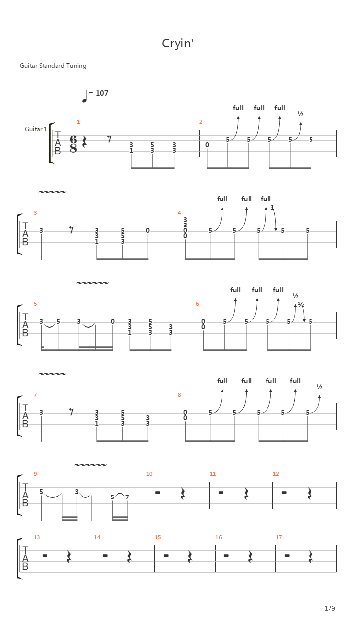 Cryin吉他谱