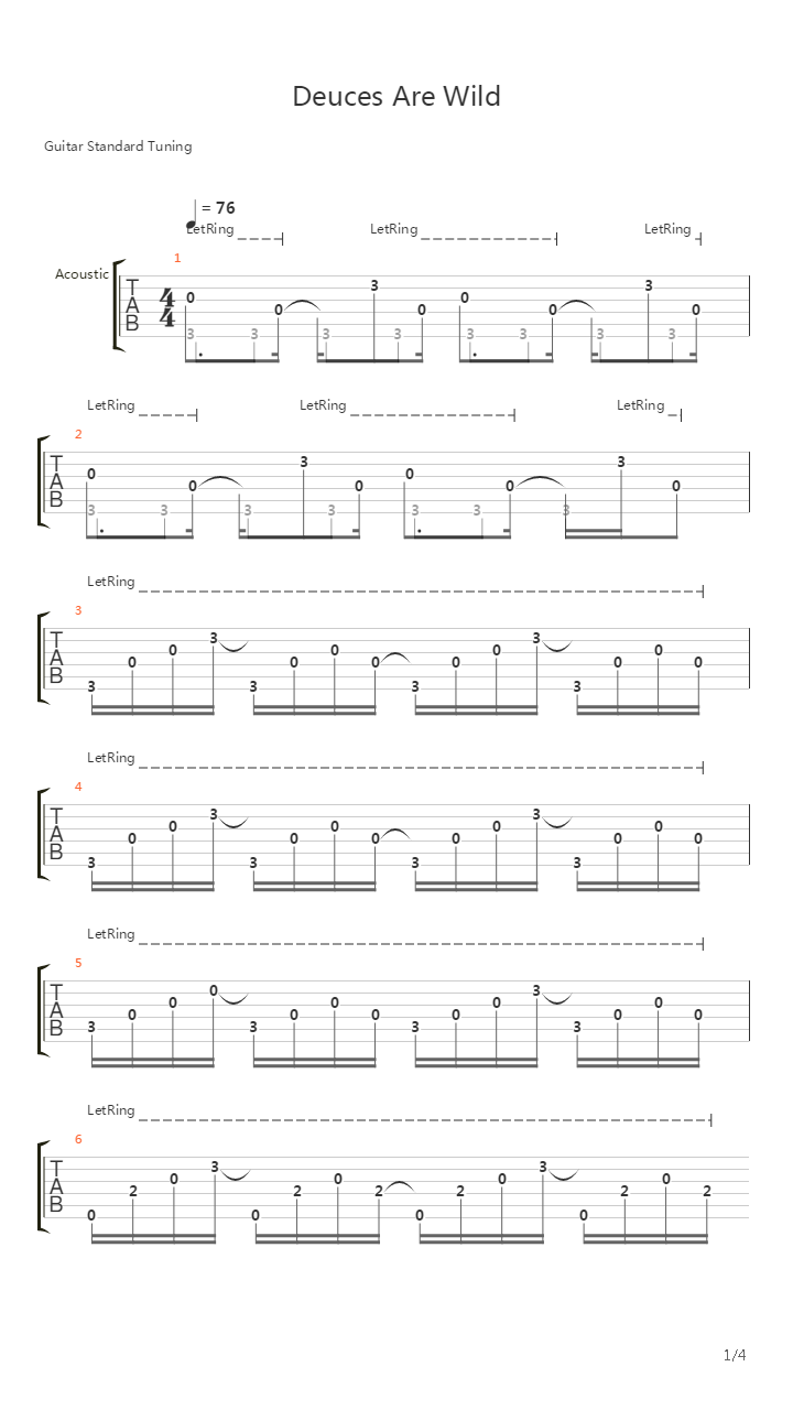 Deuces Are Wild吉他谱