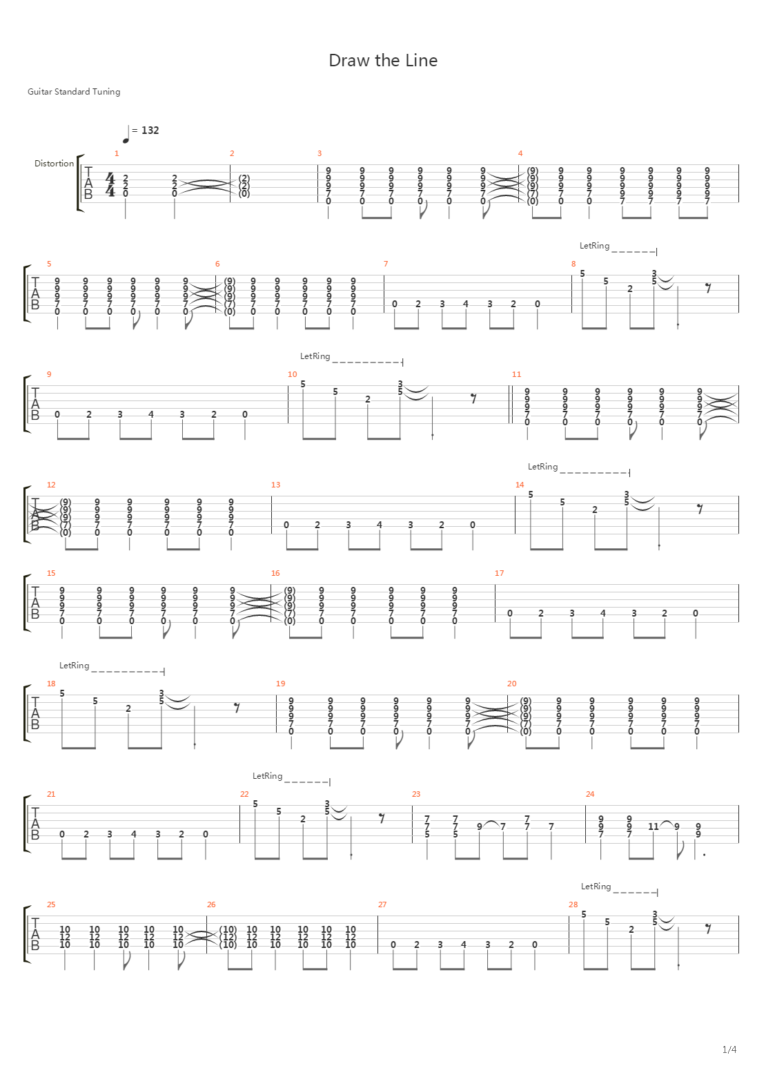 Draw The Line吉他谱