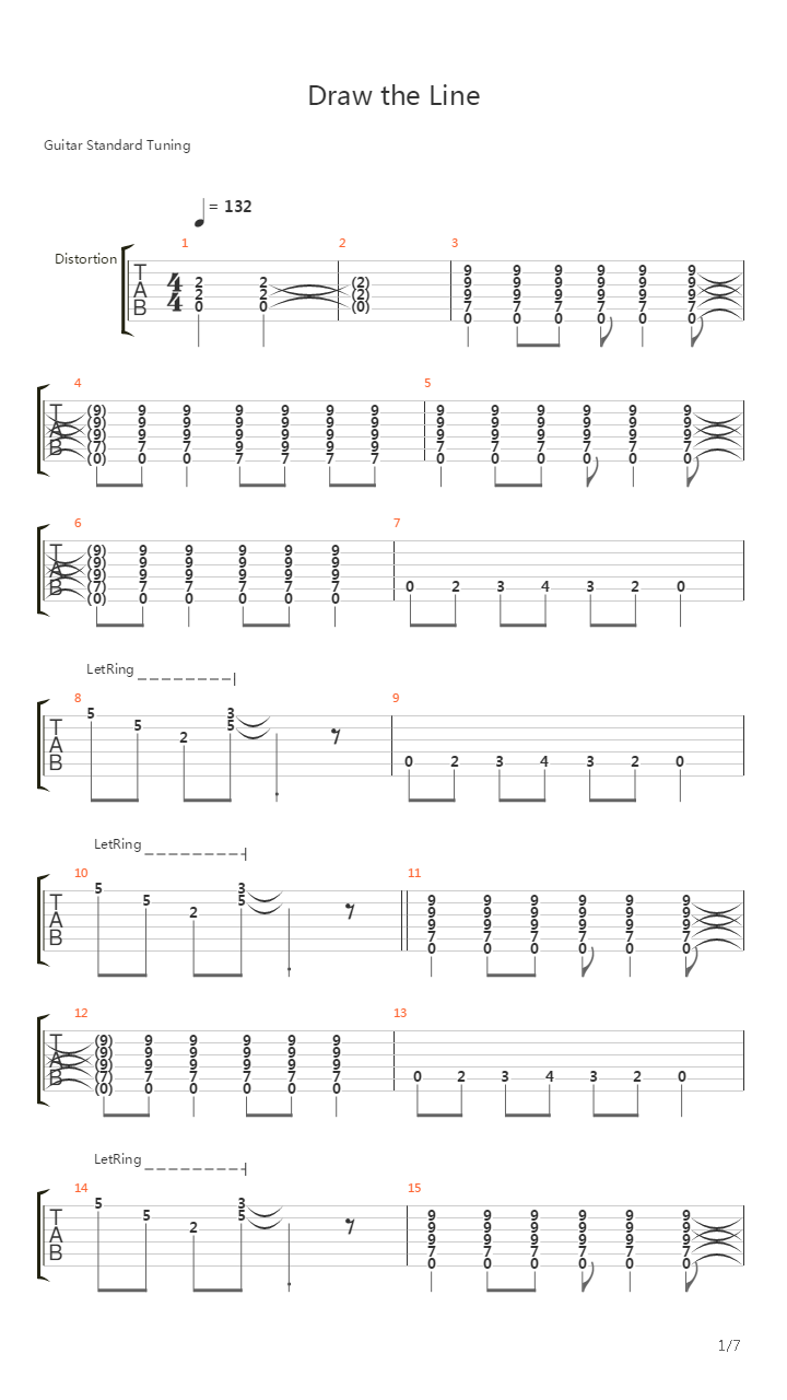 Draw The Line吉他谱