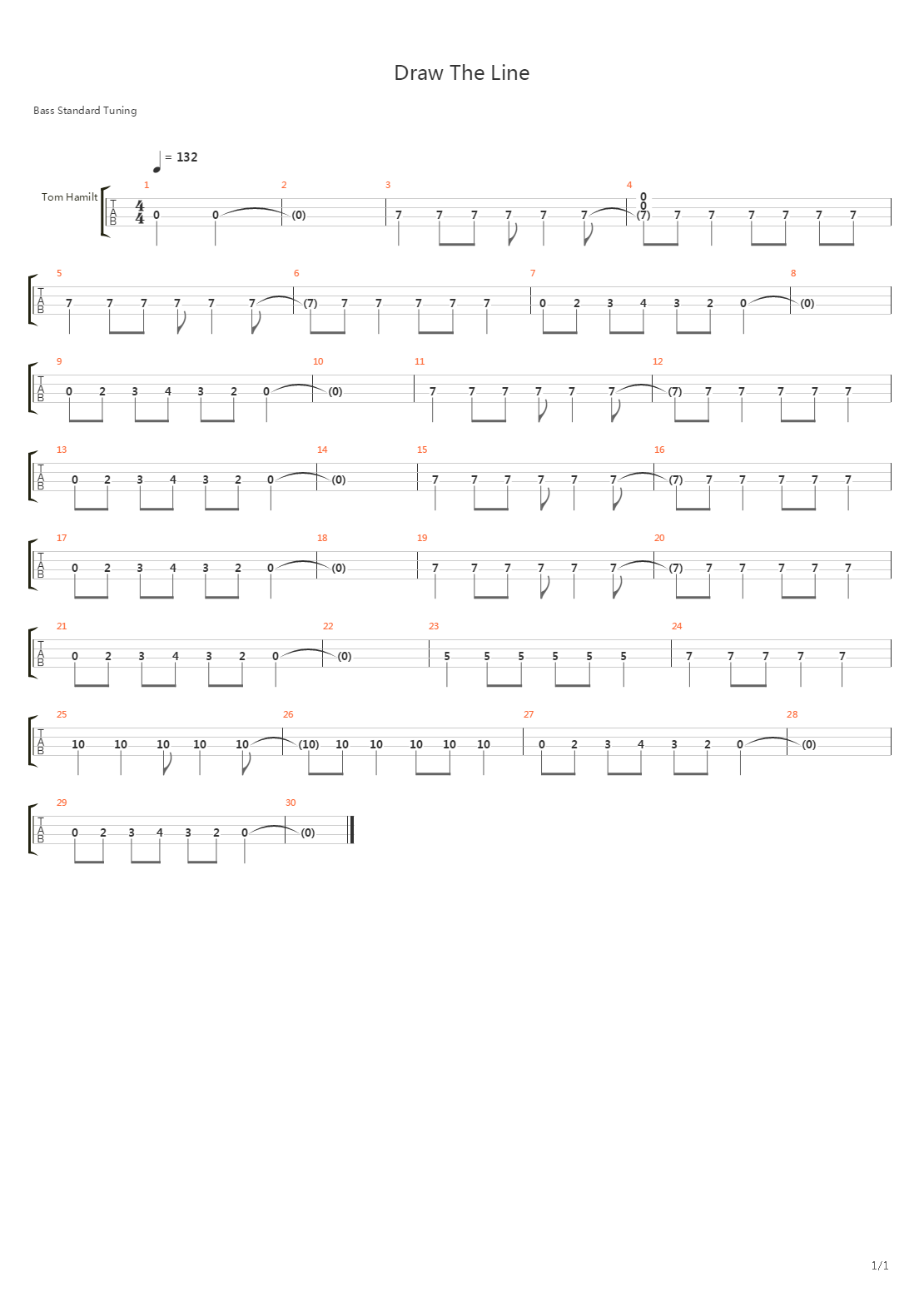 Draw The Line吉他谱