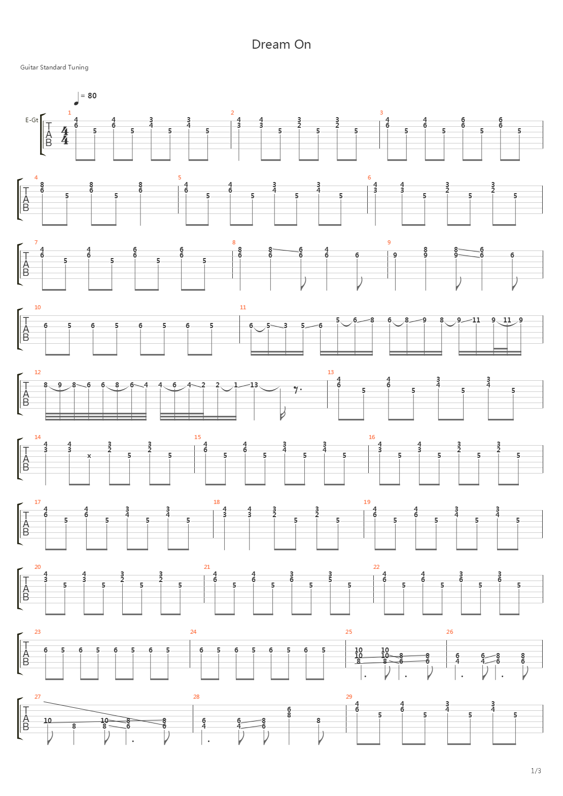 Dream On吉他谱