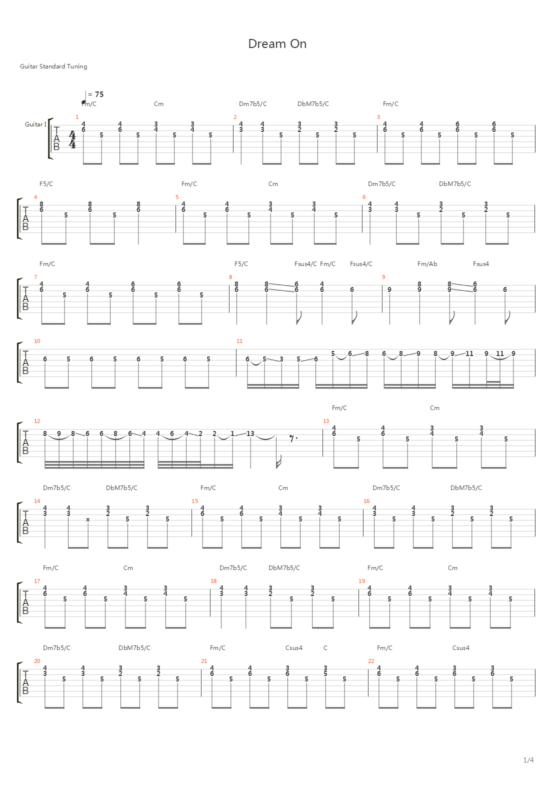 Dream On吉他谱