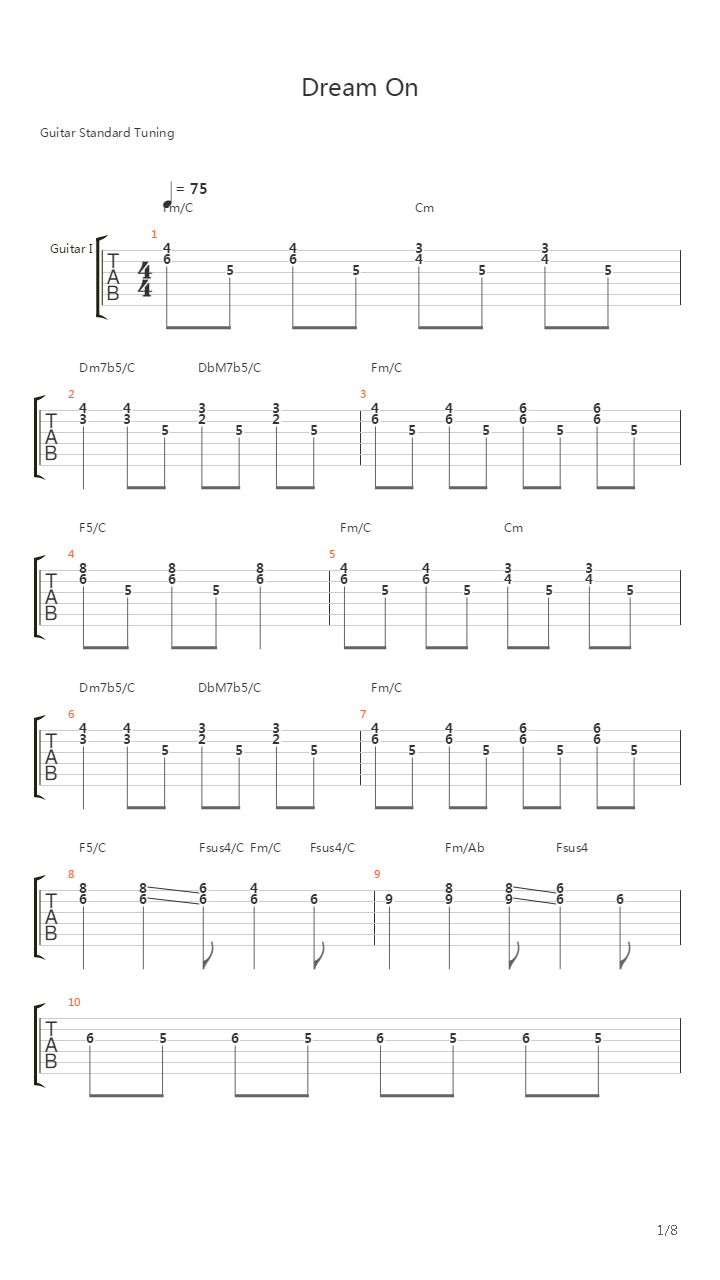 Dream On吉他谱
